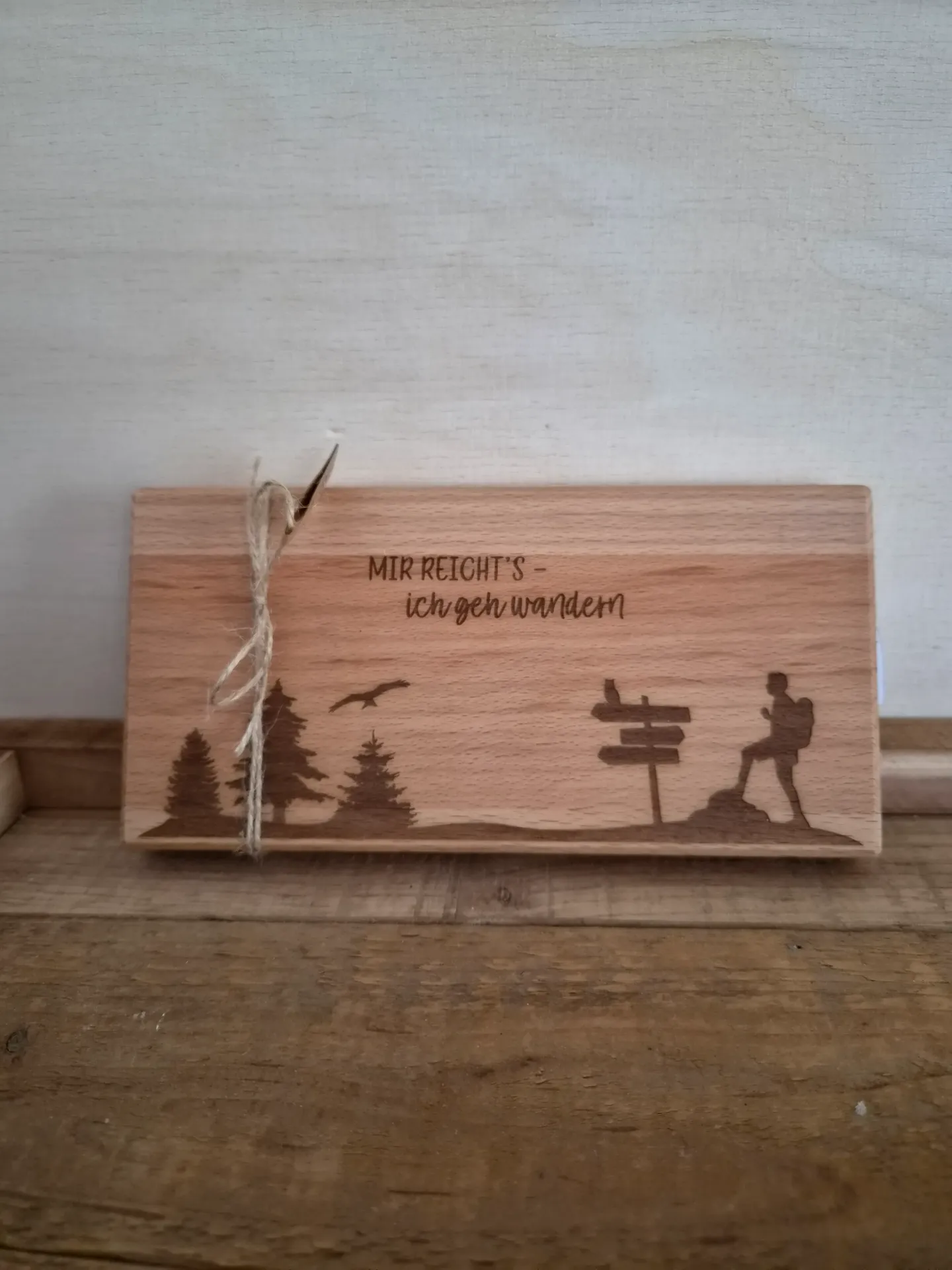 Schneidebrett mit Messer Buche 18.5 x 9 x 2 cm