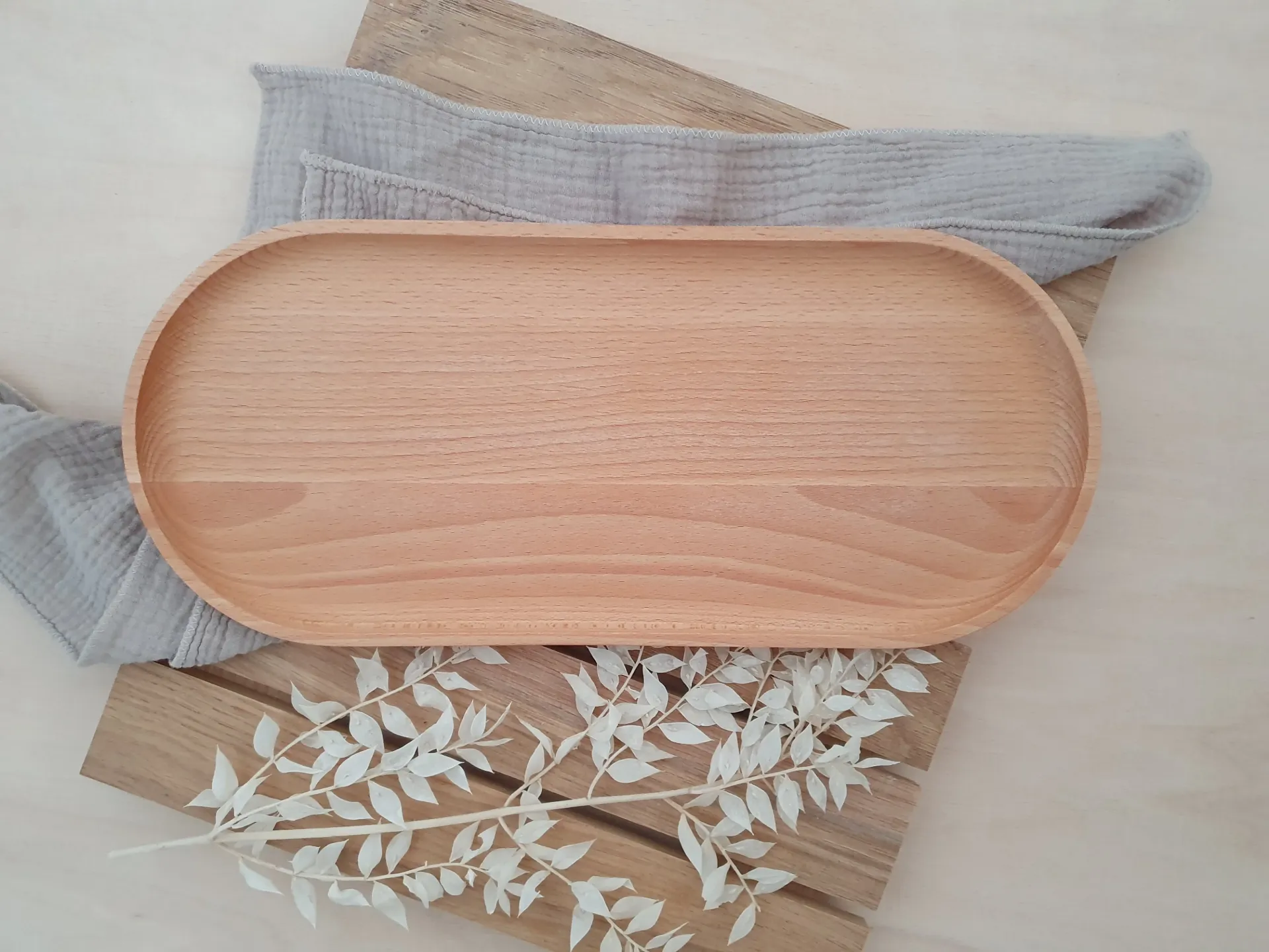 [1458472] Holzteller oval Buche gross (ohne Gravur)