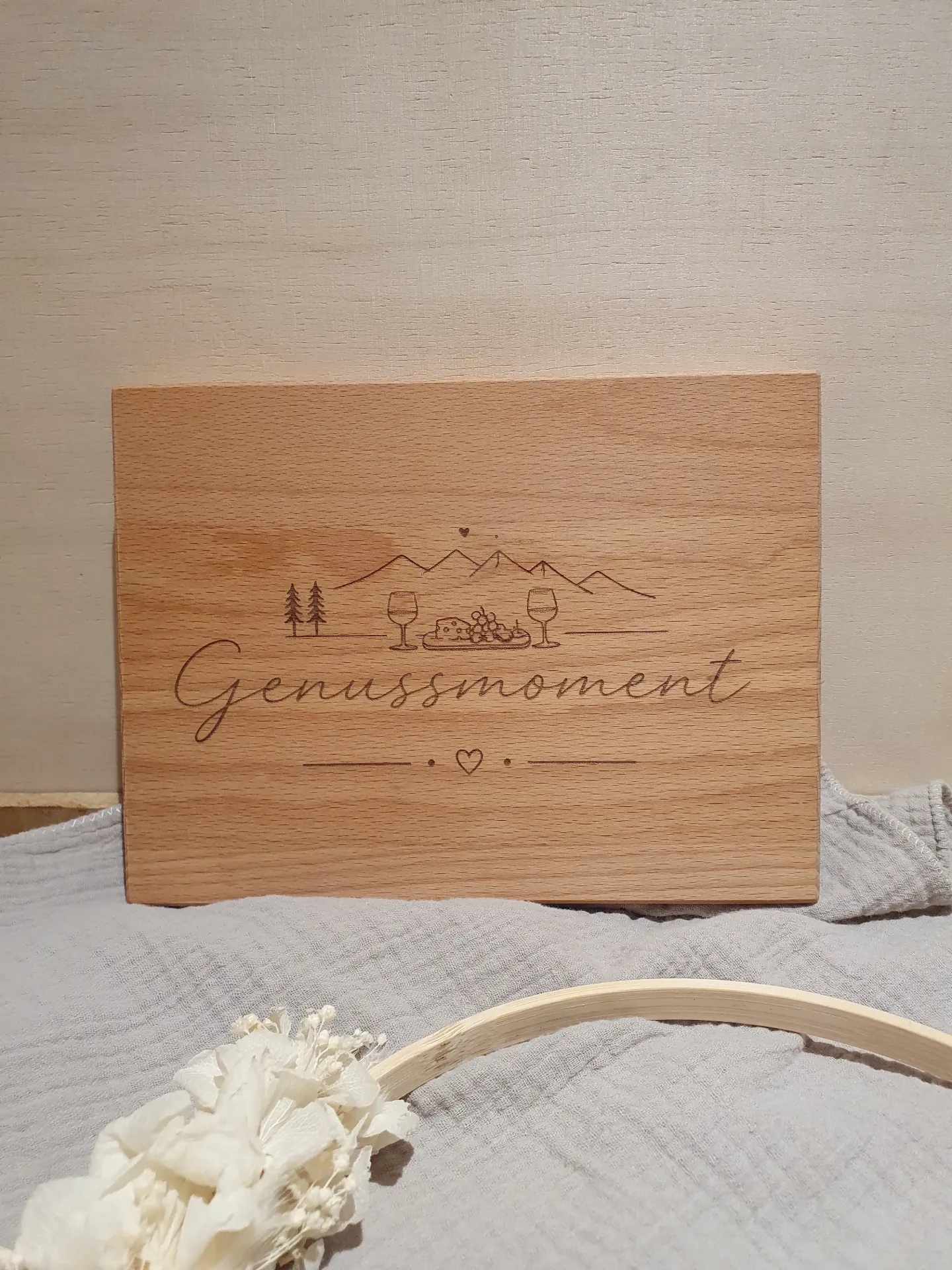 Schneidebrett mit Messer Buche 20 x 15 x 2 cm