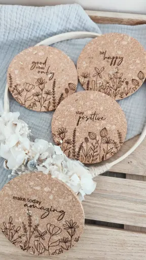 [1457492] Untersetzer kork rund gelasert 4er Set